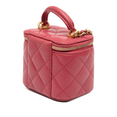 Mini CC Quilted Lambskin Top Handle Vanity Case With Chain