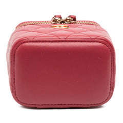 Mini CC Quilted Lambskin Top Handle Vanity Case With Chain