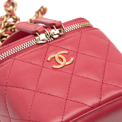 Mini CC Quilted Lambskin Top Handle Vanity Case With Chain