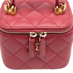 Mini CC Quilted Lambskin Top Handle Vanity Case With Chain