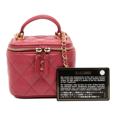 Mini CC Quilted Lambskin Top Handle Vanity Case With Chain