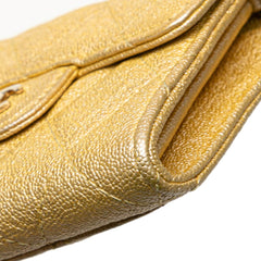 CC Quilted Iridescent Caviar Flap Card Holder on Chain