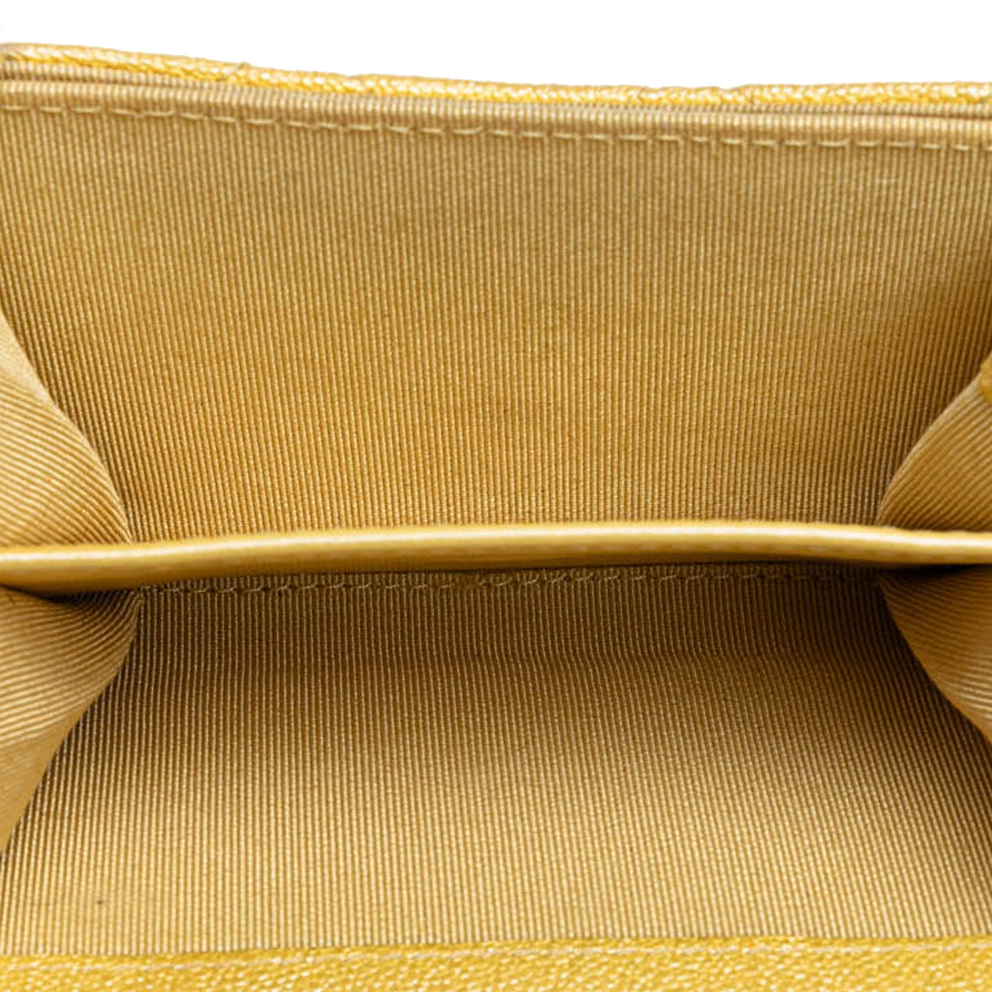 CC Quilted Iridescent Caviar Flap Card Holder on Chain