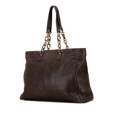 Iridescent Leather Chain Tote
