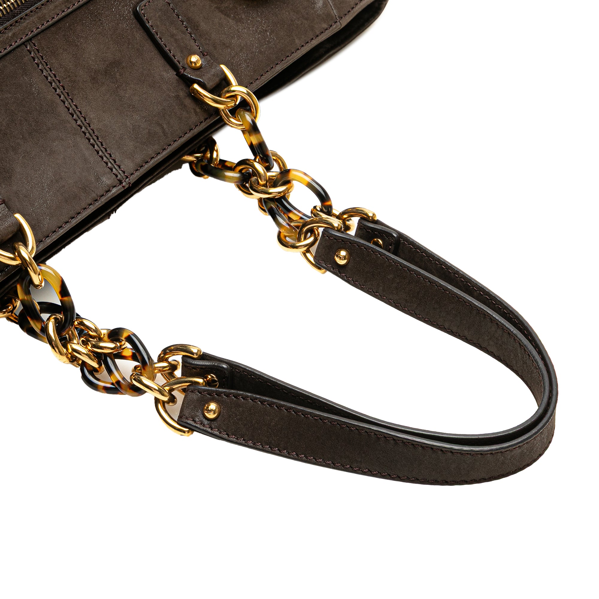 Iridescent Leather Chain Tote