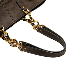 Iridescent Leather Chain Tote