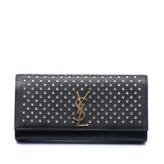 Leather Monogram Crystal Studded Cassandre Clutch