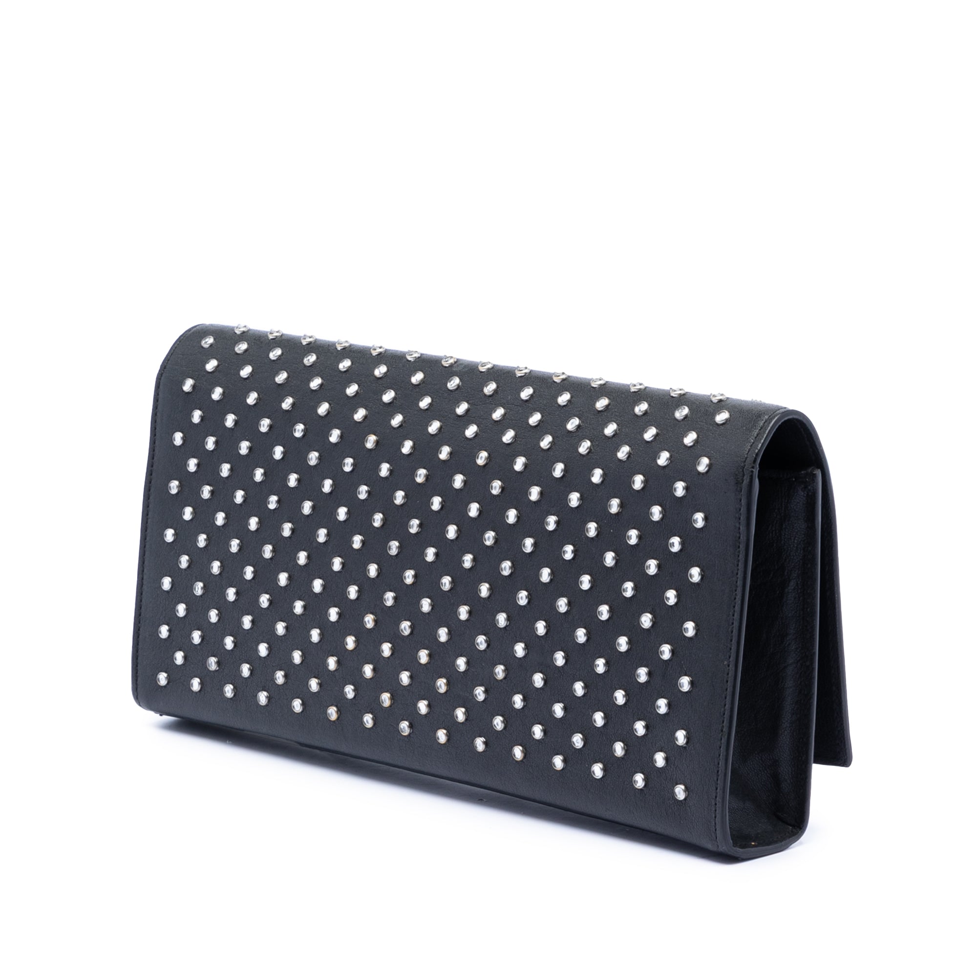 Leather Monogram Crystal Studded Cassandre Clutch