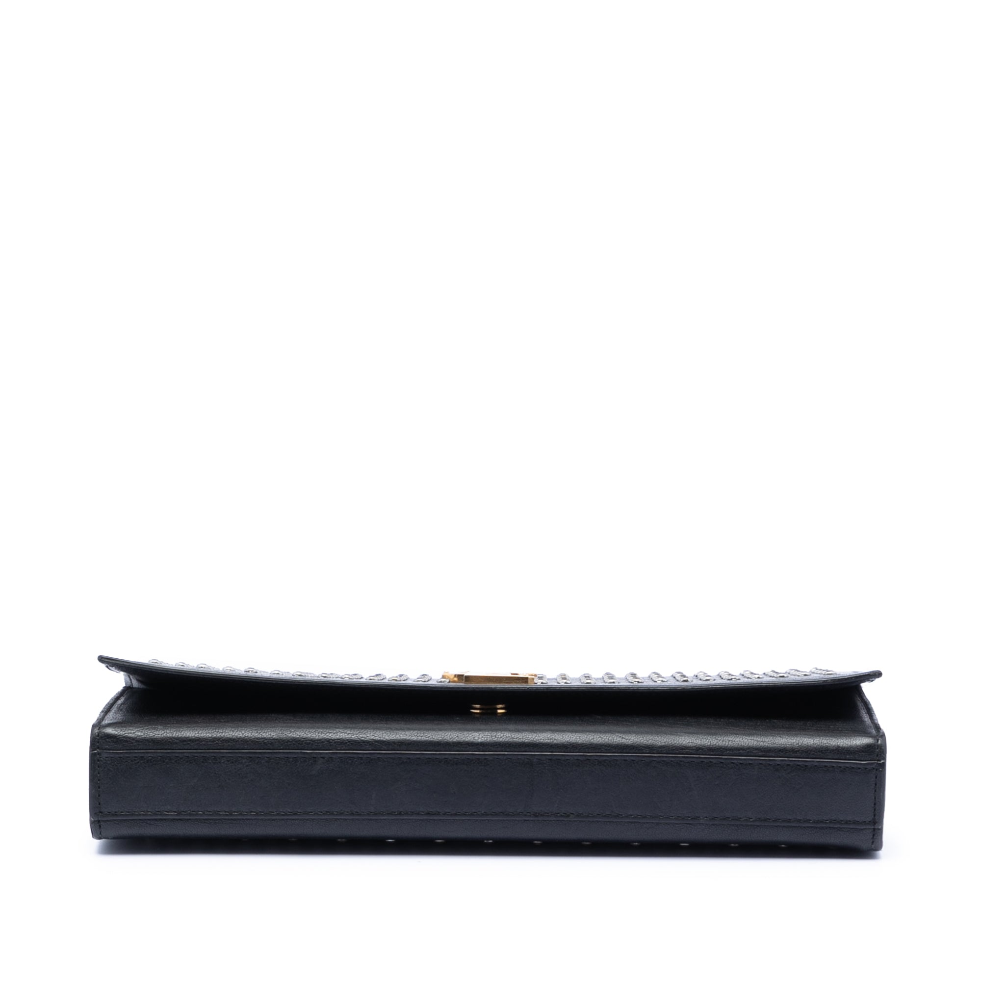 Leather Monogram Crystal Studded Cassandre Clutch