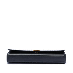 Leather Monogram Crystal Studded Cassandre Clutch