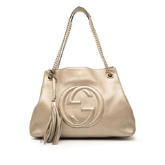 Medium Metallic Leather Soho Chain Tote