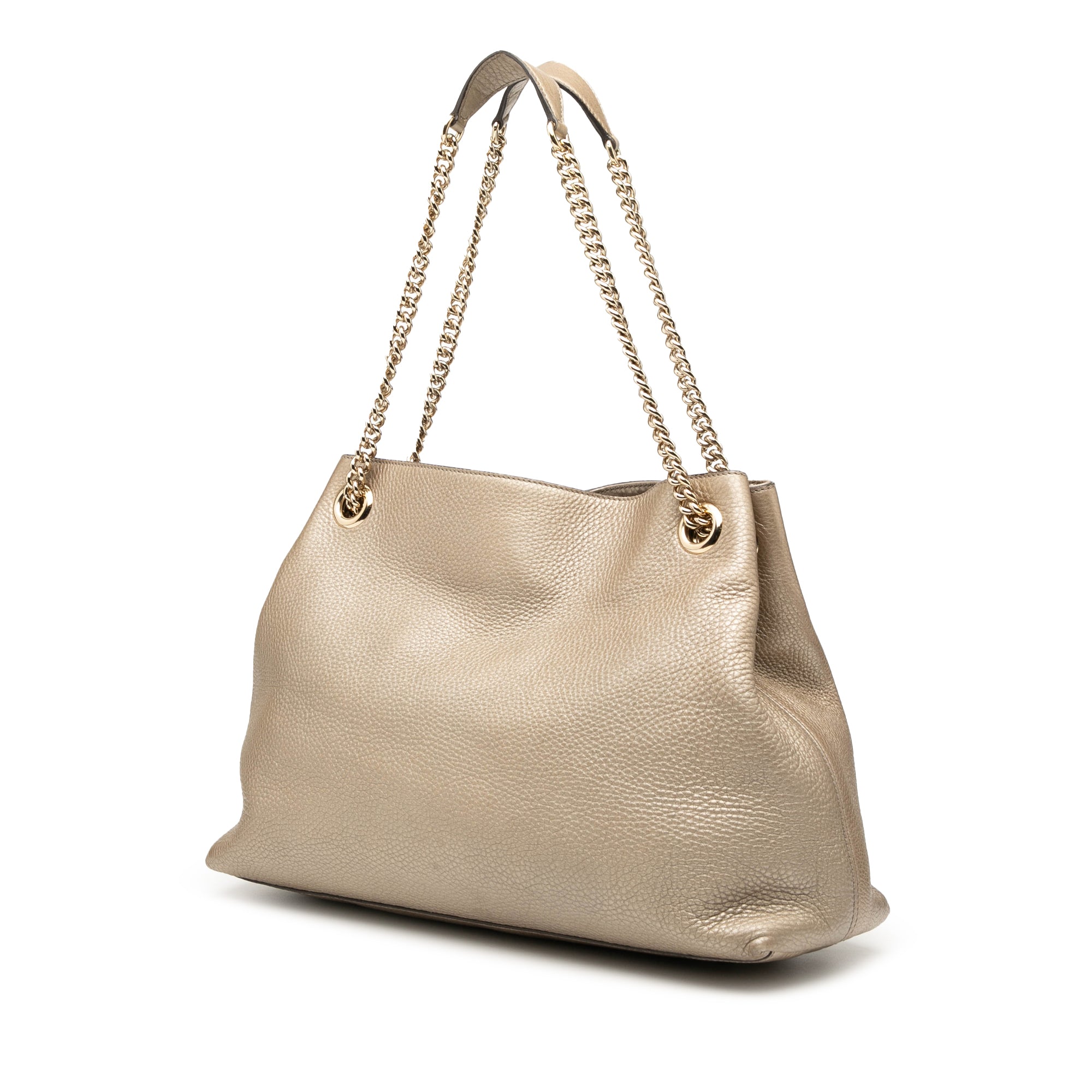 Medium Metallic Leather Soho Chain Tote