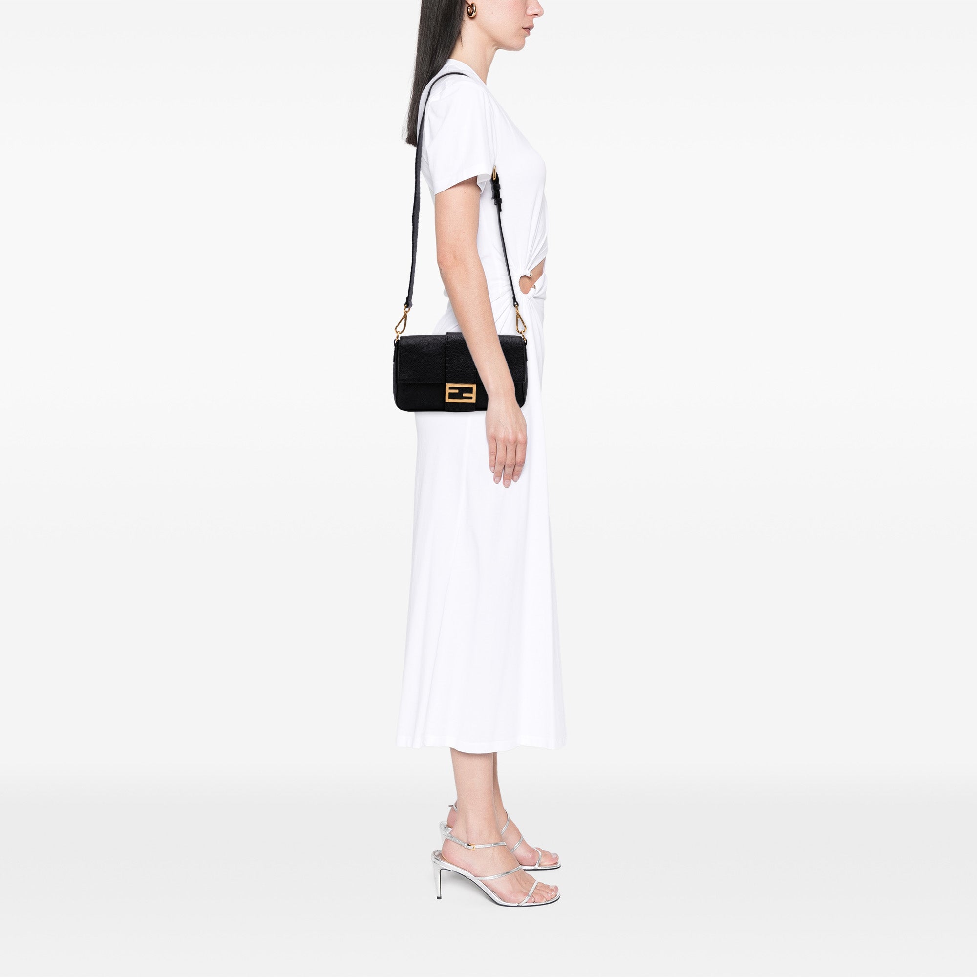 Leather Selleria Convertible Baguette Satchel