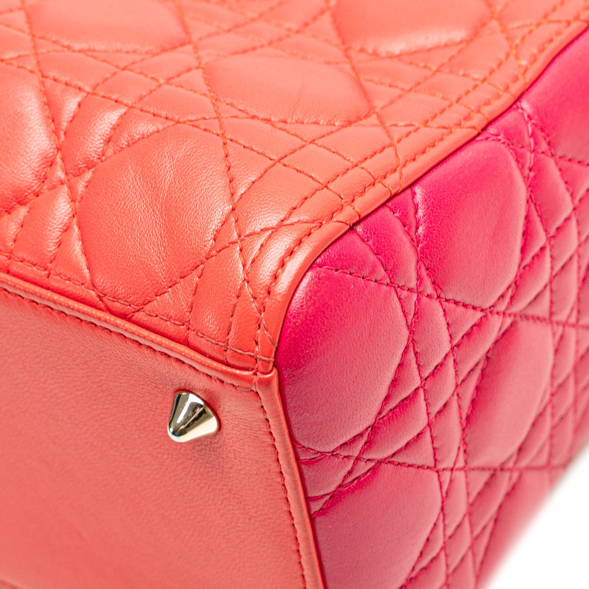 Medium Bicolor Lambskin Cannage Lady Dior