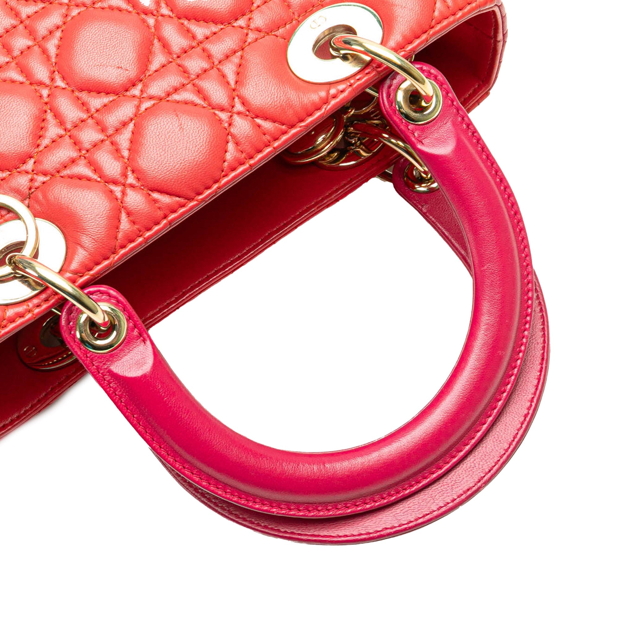 Medium Bicolor Lambskin Cannage Lady Dior