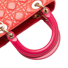 Medium Bicolor Lambskin Cannage Lady Dior