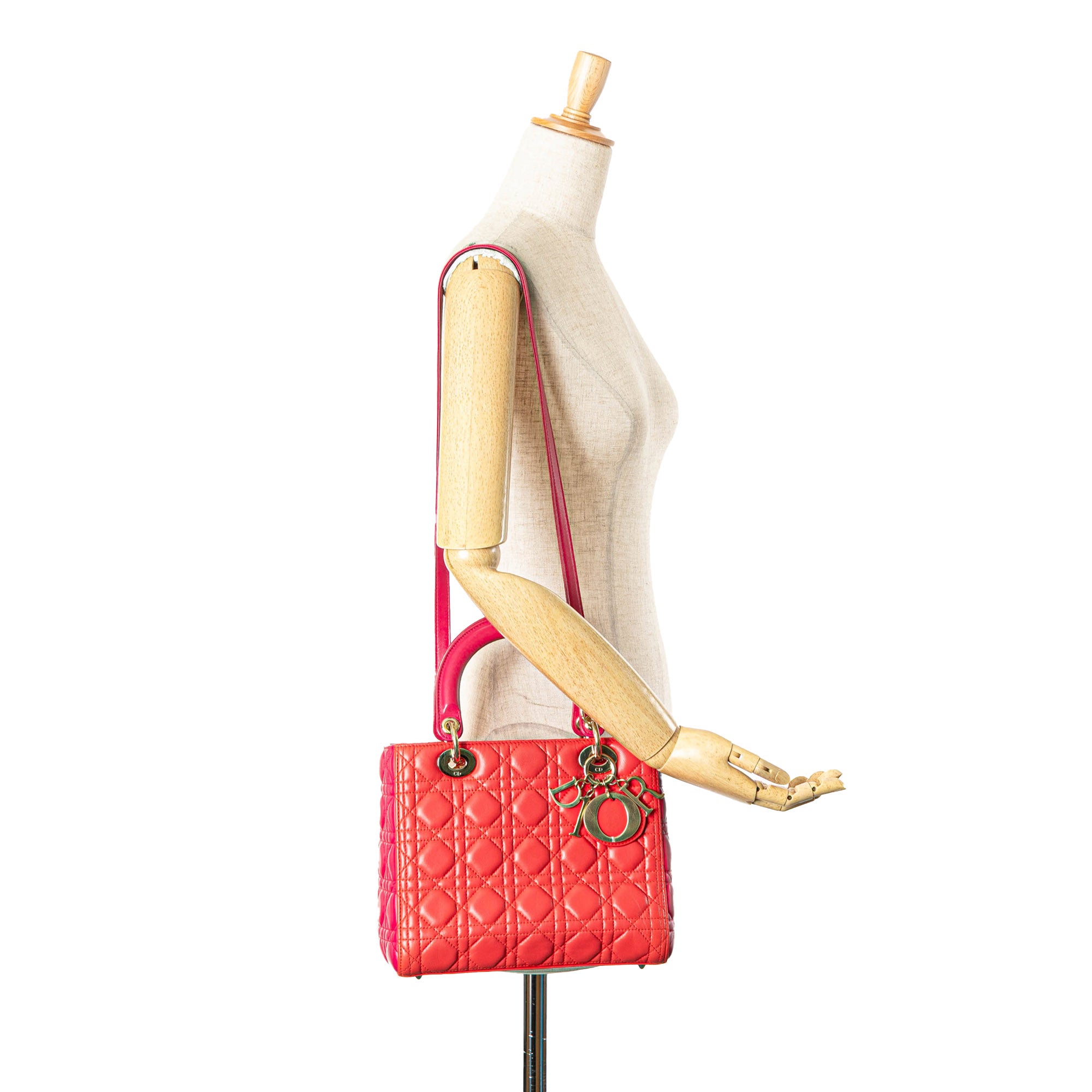 Medium Bicolor Lambskin Cannage Lady Dior