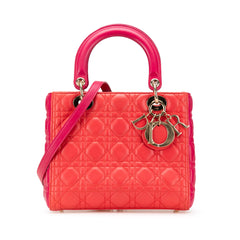 Medium Bicolor Lambskin Cannage Lady Dior