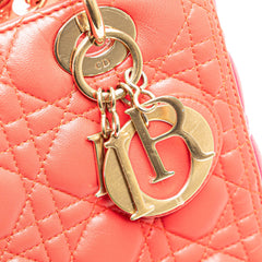 Medium Bicolor Lambskin Cannage Lady Dior