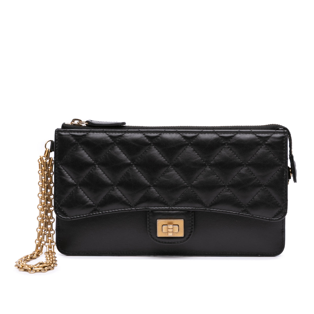 Quilted Aged Calfskin Reissue Pouch With Chain