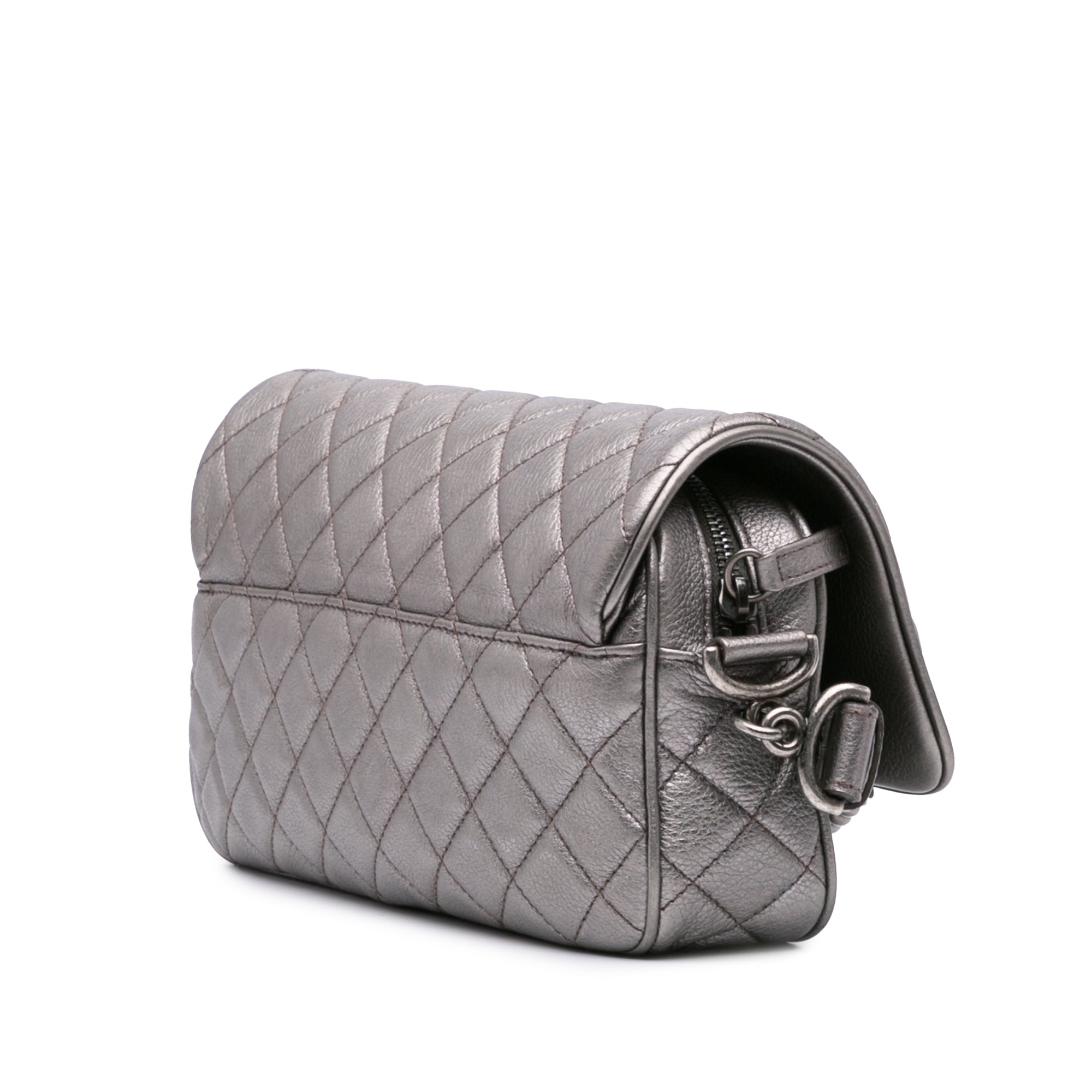 Medium Metallic Quilted Caviar Casual Rock Flap