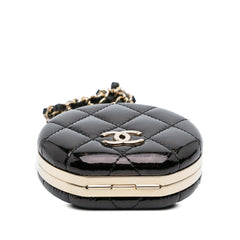 Quilted Patent Round Mirror Chain Necklace