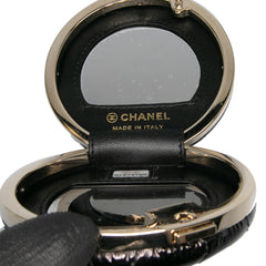 Quilted Patent Round Mirror Chain Necklace