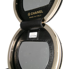 Quilted Patent Round Mirror Chain Necklace
