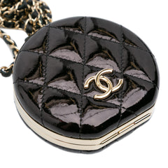 Quilted Patent Round Mirror Chain Necklace