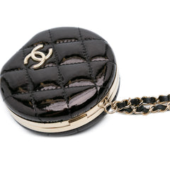 Quilted Patent Round Mirror Chain Necklace