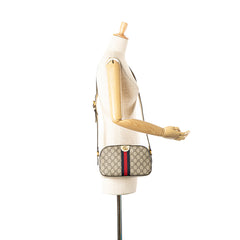 Small GG Supreme Textured Calfskin Web Ophidia Camera Bag
