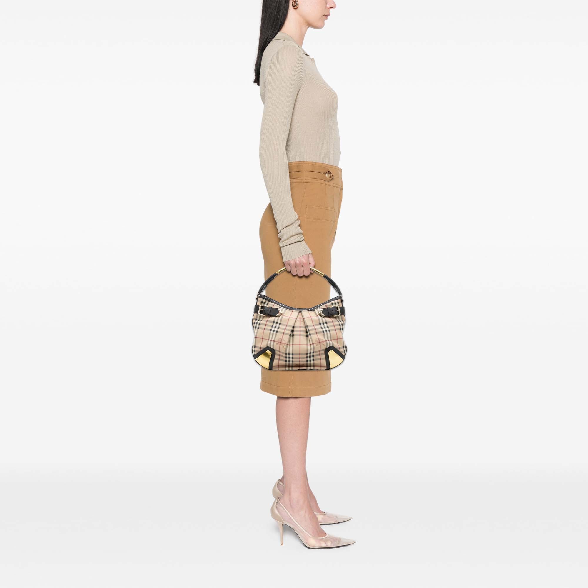 Haymarket Check Coated Canvas Hobo Bag