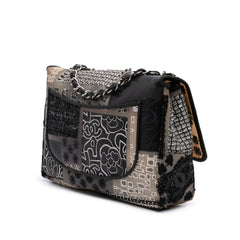 Jumbo PVC and Tweed Patchwork Single Flap