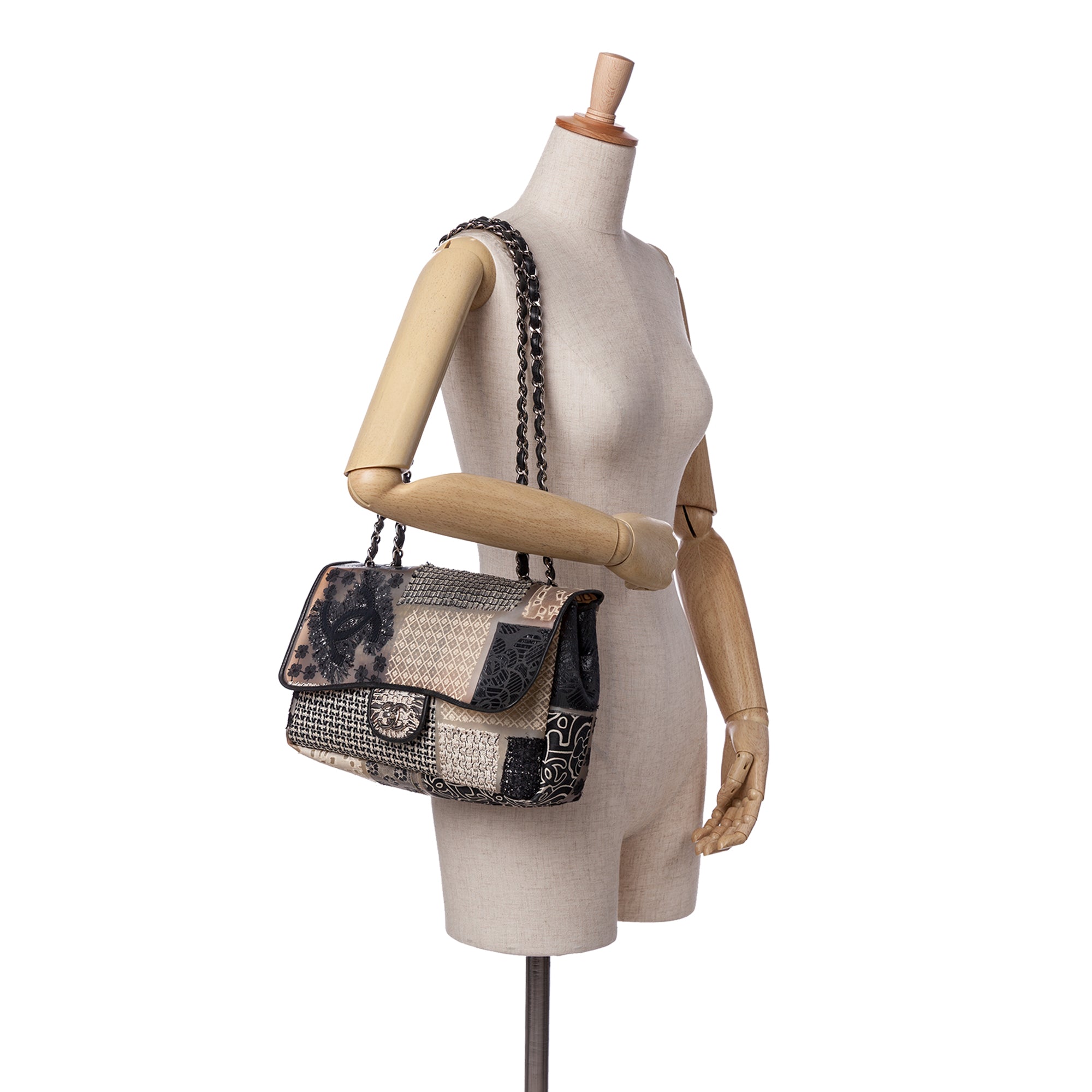 Jumbo PVC and Tweed Patchwork Single Flap