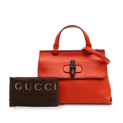 Small Leather Bamboo Daily Satchel