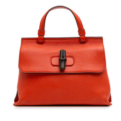 Small Leather Bamboo Daily Satchel