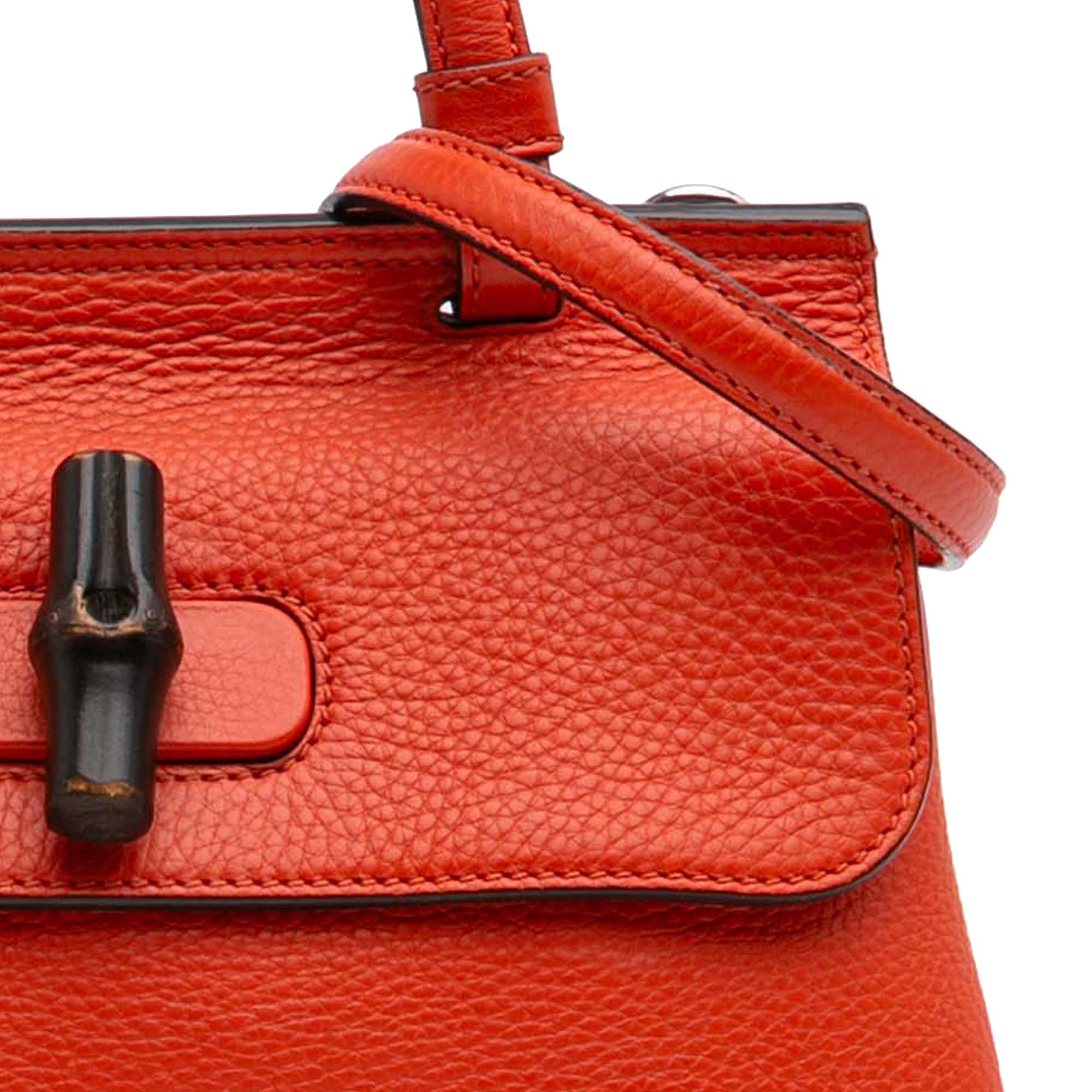 Small Leather Bamboo Daily Satchel