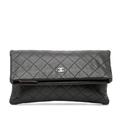 CC Quilted Lambskin Foldover Clutch