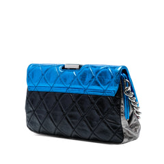 Multicolor Quilted Metallic Calfskin Modern Chain Flap Frame Bag