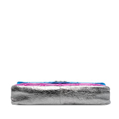 Multicolor Quilted Metallic Calfskin Modern Chain Flap Frame Bag