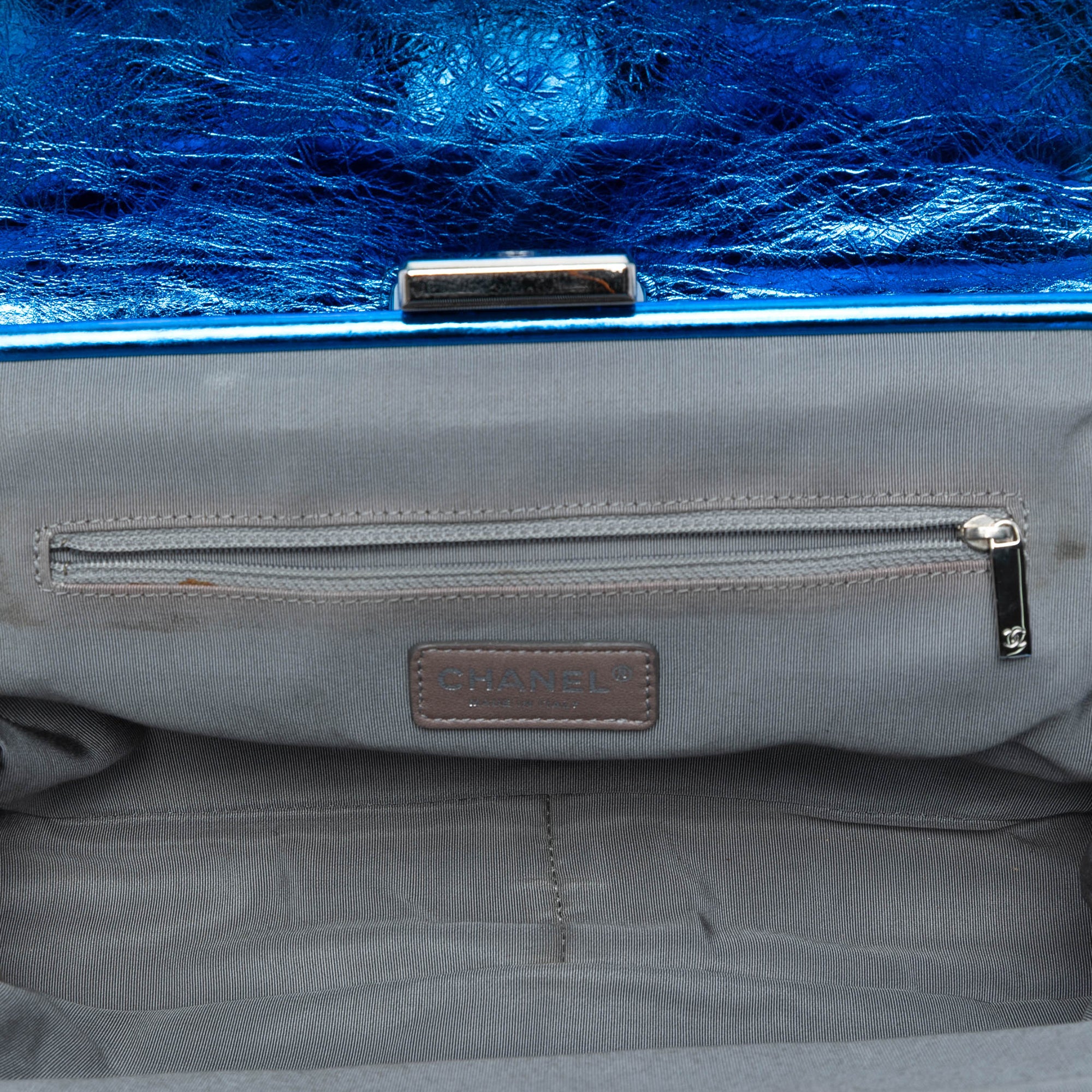 Multicolor Quilted Metallic Calfskin Modern Chain Flap Frame Bag