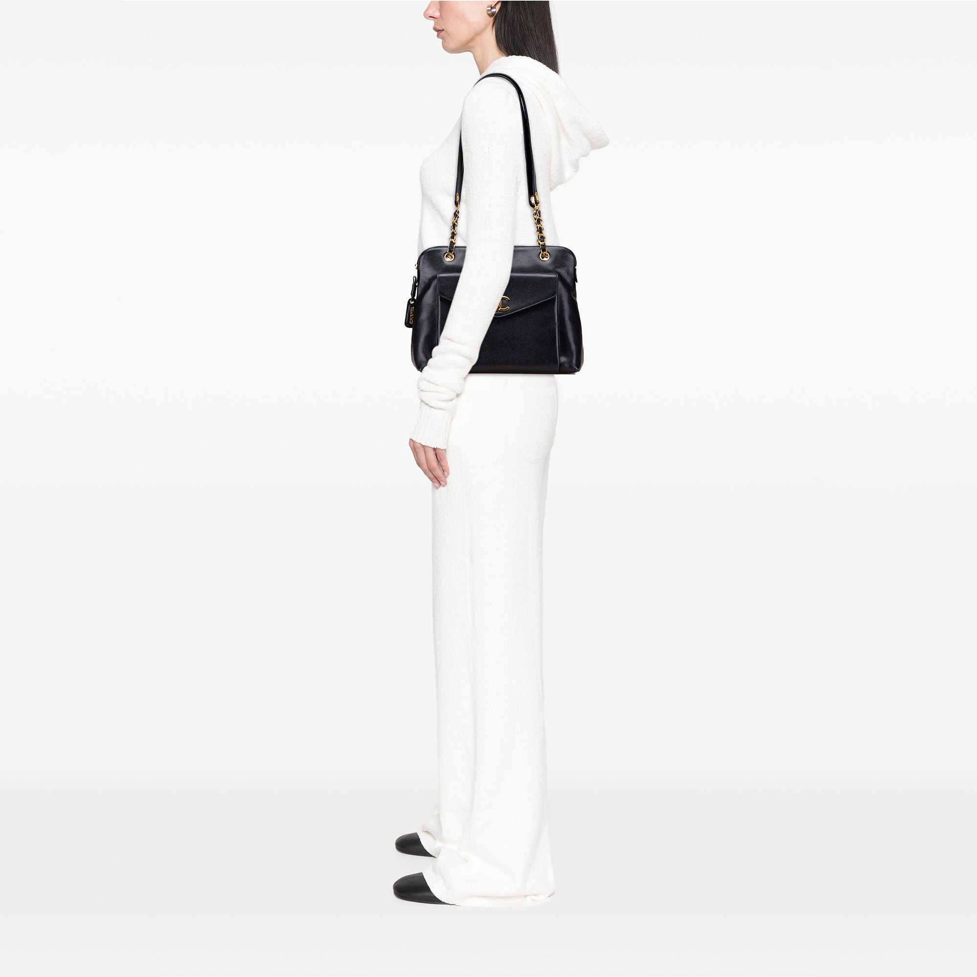 Caviar Front Pocket Chain Tote