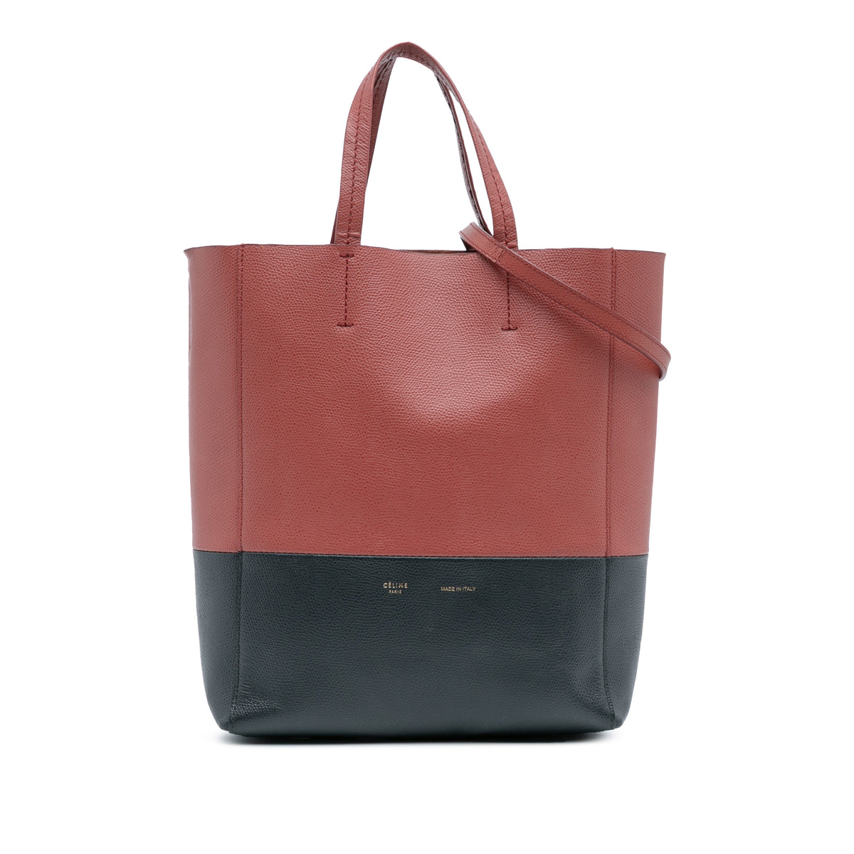 Small Bicolor Leather Vertical Cabas