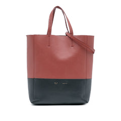 Small Bicolor Leather Vertical Cabas