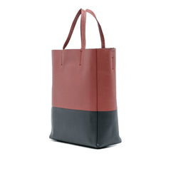 Small Bicolor Leather Vertical Cabas