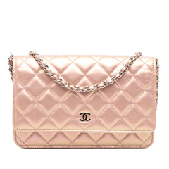 Quilted Iridescent Lambskin Wallet on Chain