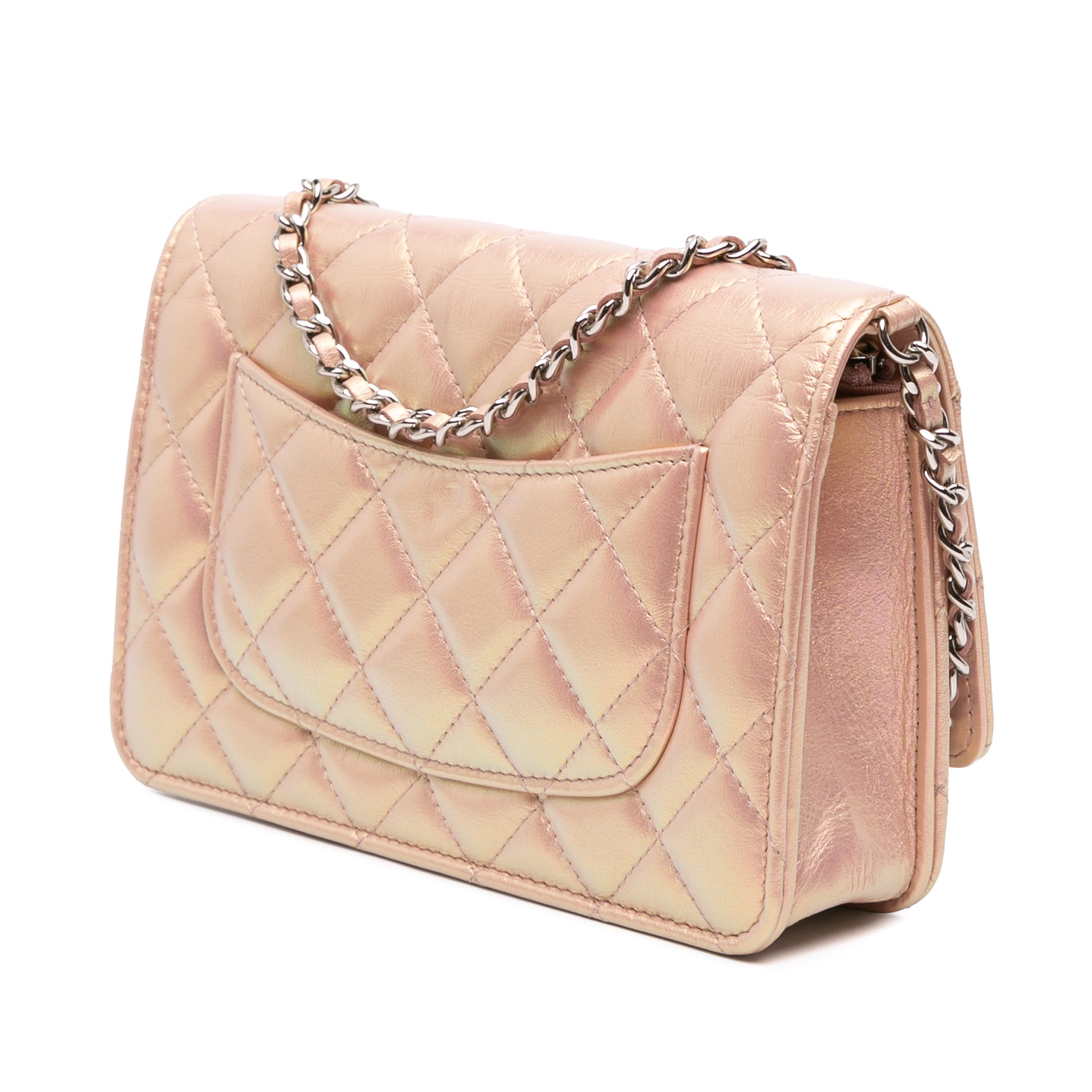 Quilted Iridescent Lambskin Wallet on Chain