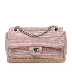 Quilted Cotton and  Jute Espadrille Chain Flap