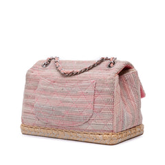 Quilted Cotton and  Jute Espadrille Chain Flap