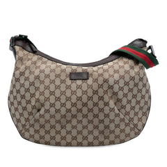 GG Canvas Web Half Moon Crossbody